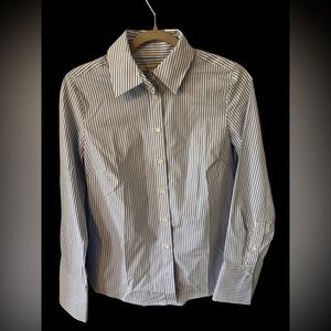 Banana Republic NWT gray and white pinstriped button down